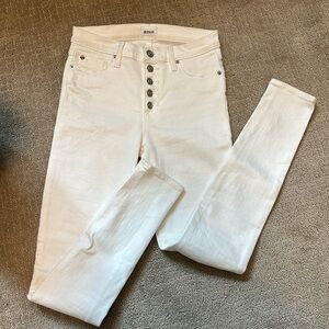 Hudson, skinny, button up, high-waist white jeans, size 26
